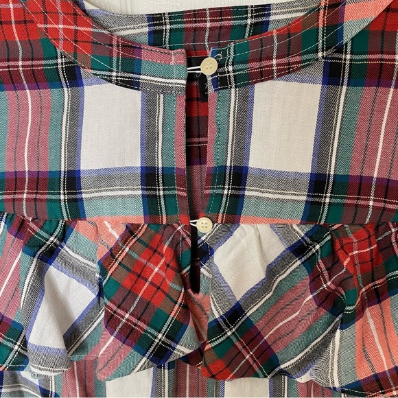 J. Crew Snowy Stewart Tartan Plaid Ruffle Popover Top in Size Extra Extra Small - Picture 7 of 7